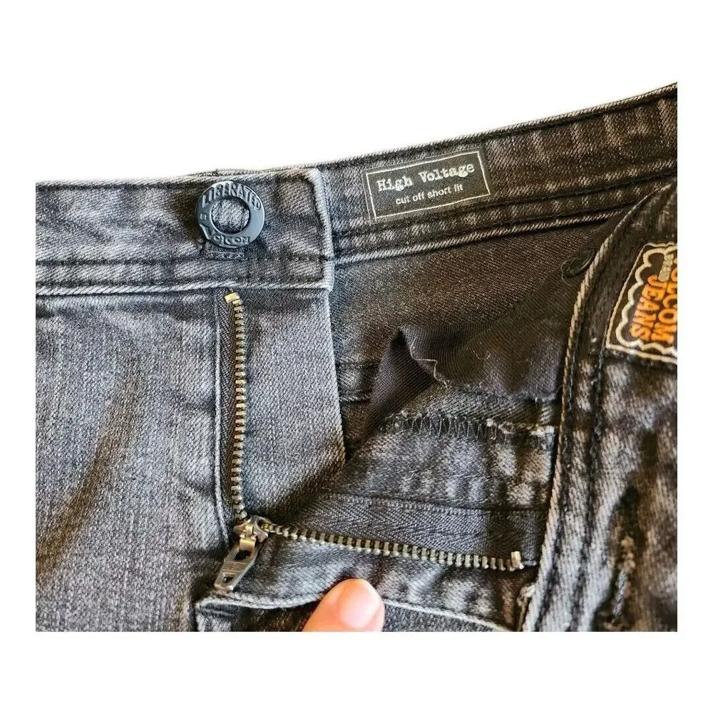 Volcom High Voltage Destroyed Denim Short Shorts. Black, Juniors Size 7 Distress